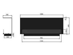Lareira Design Integrada a Bioetanol C1200 V.1 com Vidro Aberto em 3 Lados Queimador de 3 Litros