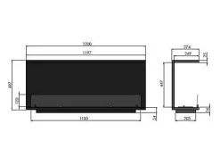 Lareira Design Integrada a Bioetanol C1200 V.2 com Vidro Aberto em 3 Lados Queimador de 3 Litros