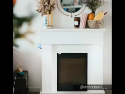 Lareira eléctrica de pousar VESUVIA - com cobertura - C98 x L24 x A102.5cm - Branco