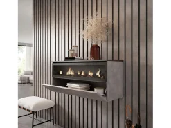 Lareira eléctrica LED, 102x35x45cm, 1 abertura, 1 porta, Lareira eléctrica, Suspensos, Cimento