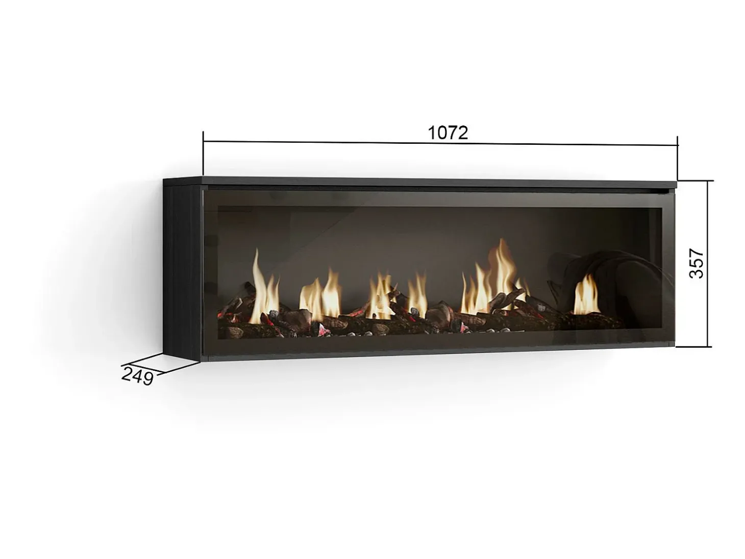 Lareira eléctrica LED, 107x38x25cm, Sala de estar - Sala jantar, Lareira eléctrica, Preto