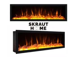 Lareira eléctrica LED, 107x38x25cm, Sala de estar - Sala jantar, Lareira eléctrica, Preto