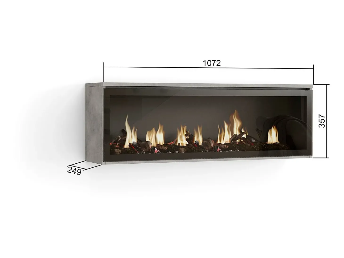 Lareira eléctrica LED, 107x38x25cm, Sala de estar - Sala jantar, Lareira eléctrica, Cimento
