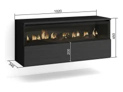 Lareira eléctrica LED, 102x35x45cm, 1 abertura, 1 porta, Lareira eléctrica, Suspensos, Preto