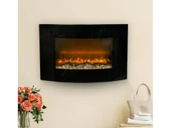 Lareira elétrica Askja, Fogão elétrico, Lareira elétrica de parede, Lareira moderna, Fabricado em Itália, 14x89 h56 cm, Preto
