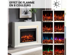 Lareira elétrica BALDERIA Elektra ñEfeito de chama 3D, iluminação LED, potência de aquecimento 1ñ2 kW, comando à distância - Branco