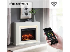 Lareira elétrica BALDERIA Elektra ñEfeito de chama 3D, iluminação LED, potência de aquecimento 1ñ2 kW, comando à distância - Branco