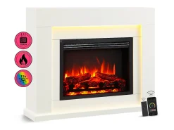 Lareira elétrica BALDERIA Elektra ñEfeito de chama 3D, iluminação LED, potência de aquecimento 1ñ2 kW, comando à distância - Branco