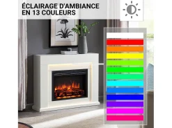 Lareira elétrica BALDERIA Elektra ñEfeito de chama 3D, iluminação LED, potência de aquecimento 1ñ2 kW, comando à distância - Branco
