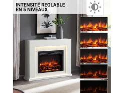 Lareira elétrica BALDERIA Elektra ñEfeito de chama 3D, iluminação LED, potência de aquecimento 1ñ2 kW, comando à distância - Branco