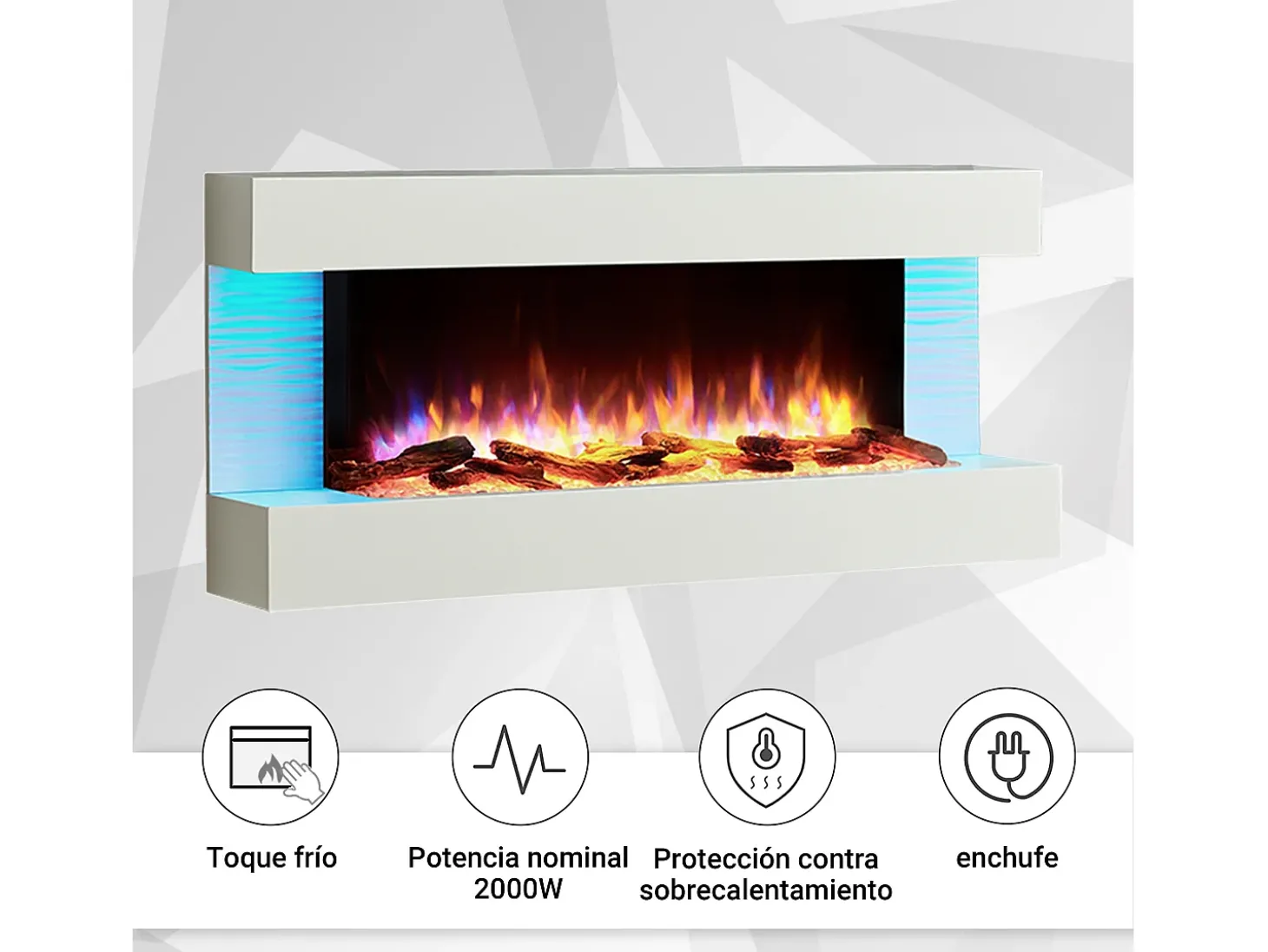 Lareira elétrica BALDERIA Helia - Lareira de parede, 2000 W - Branca
