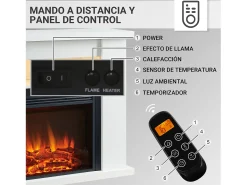 Lareira elétrica BALDERIA Ruby - Lareira com aquecimento 2000 W - Branco