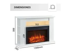 Lareira elétrica BALDERIA Ruby - Lareira com aquecimento 2000 W - Branco