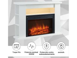 Lareira elétrica BALDERIA Ruby - Lareira com aquecimento 2000 W - Branco
