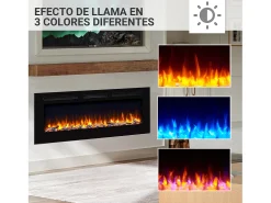 Lareira elétrica BALDERIA Fiamma 60 - Lareira embutida, aquecimento 2000 W - Preto