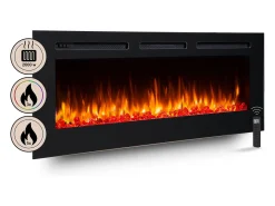 Lareira elétrica BALDERIA Fiamma 60 - Lareira embutida, aquecimento 2000 W - Preto