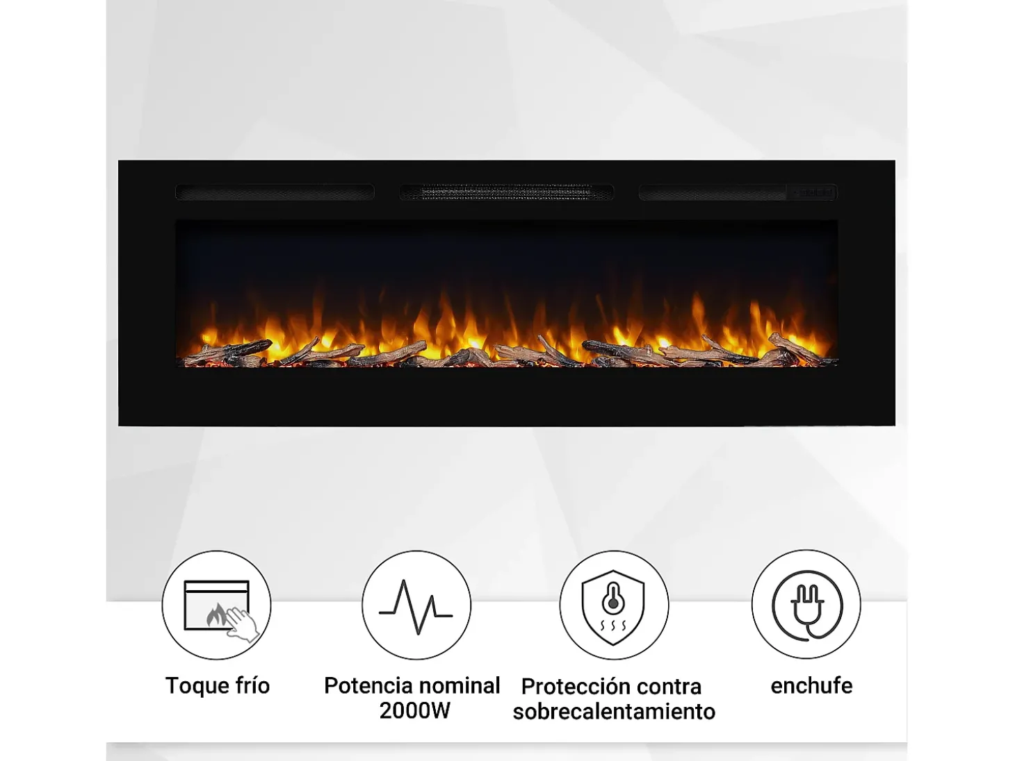 Lareira elétrica BALDERIA Fiamma 60 - Lareira embutida, aquecimento 2000 W - Preto