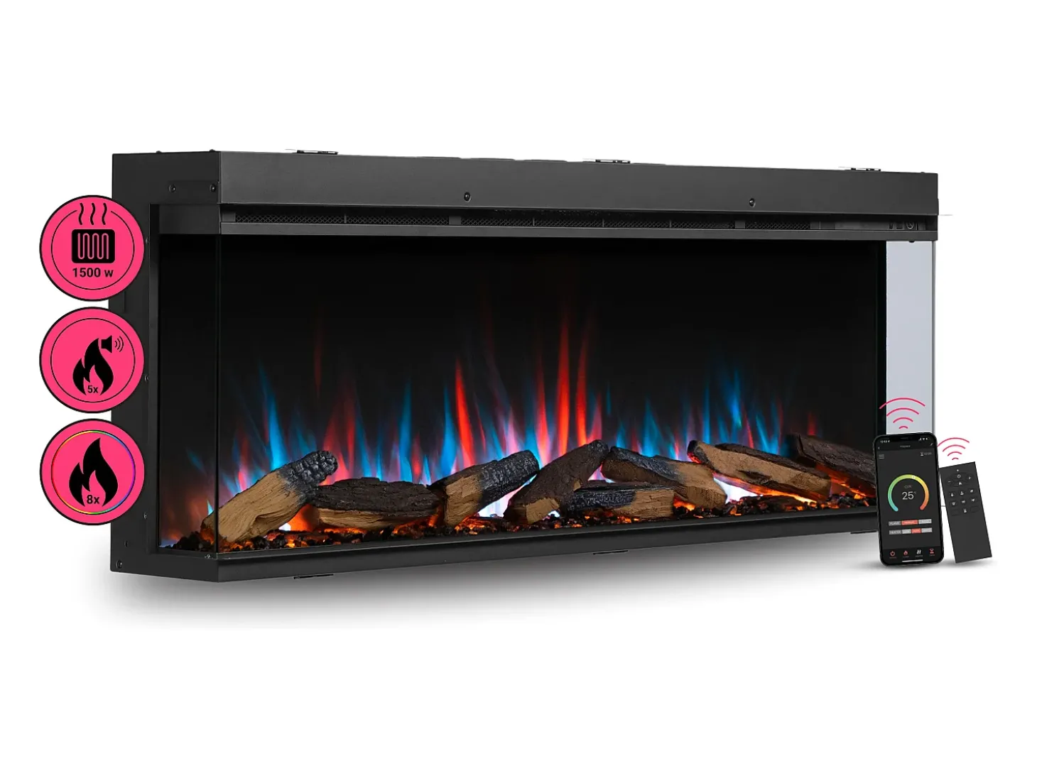 Lareira elétrica BALDERIA Athena smart 52 - Lareira embutida - Preto
