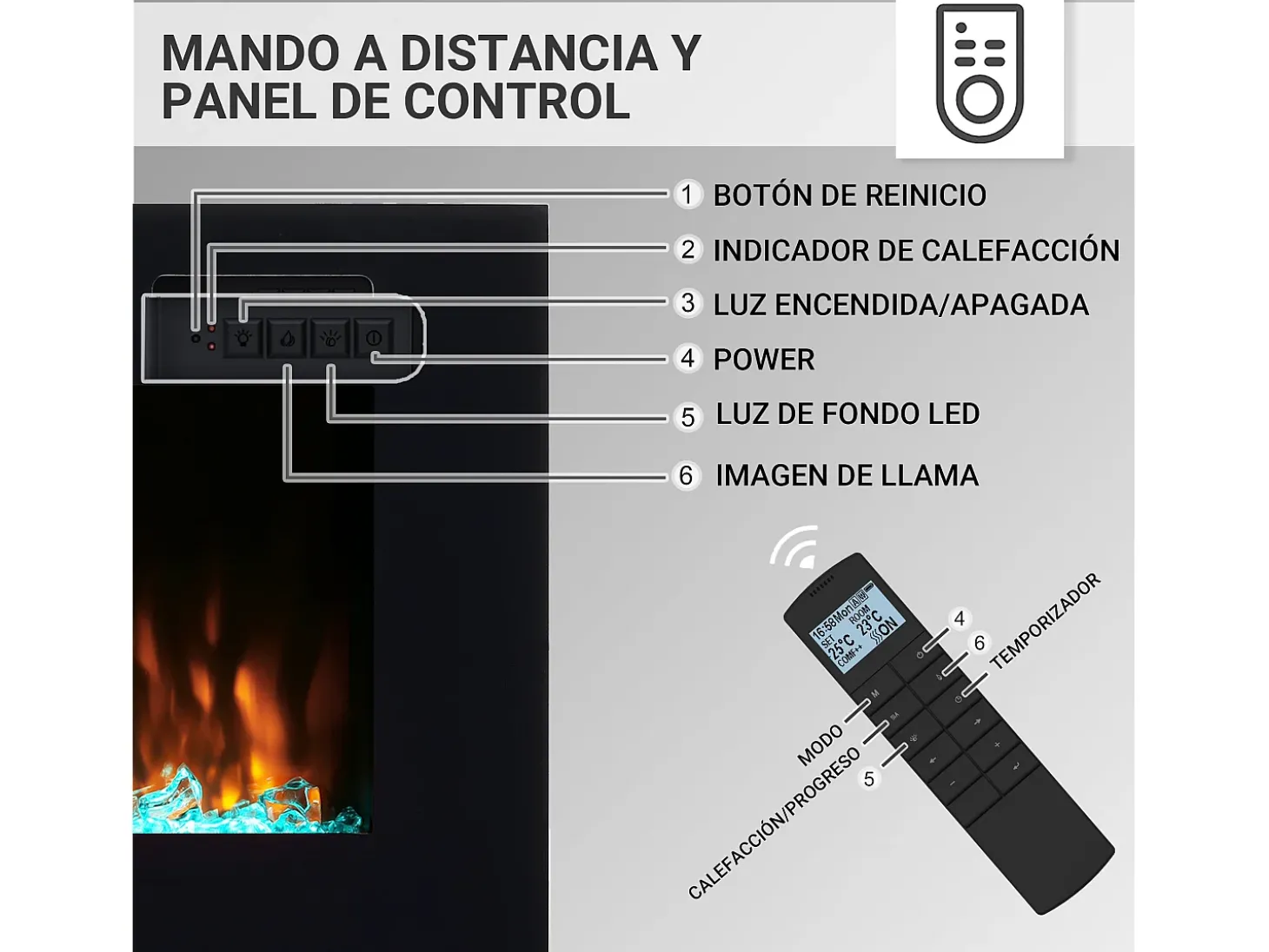 Lareira elétrica BALDERIA Fiamma 48 - Lareira embutida - Preto
