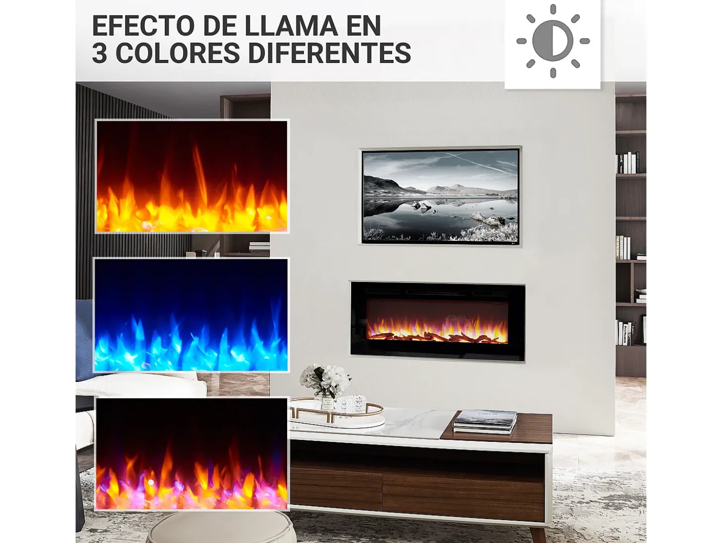 Lareira elétrica BALDERIA Fiamma 48 - Lareira embutida - Preto