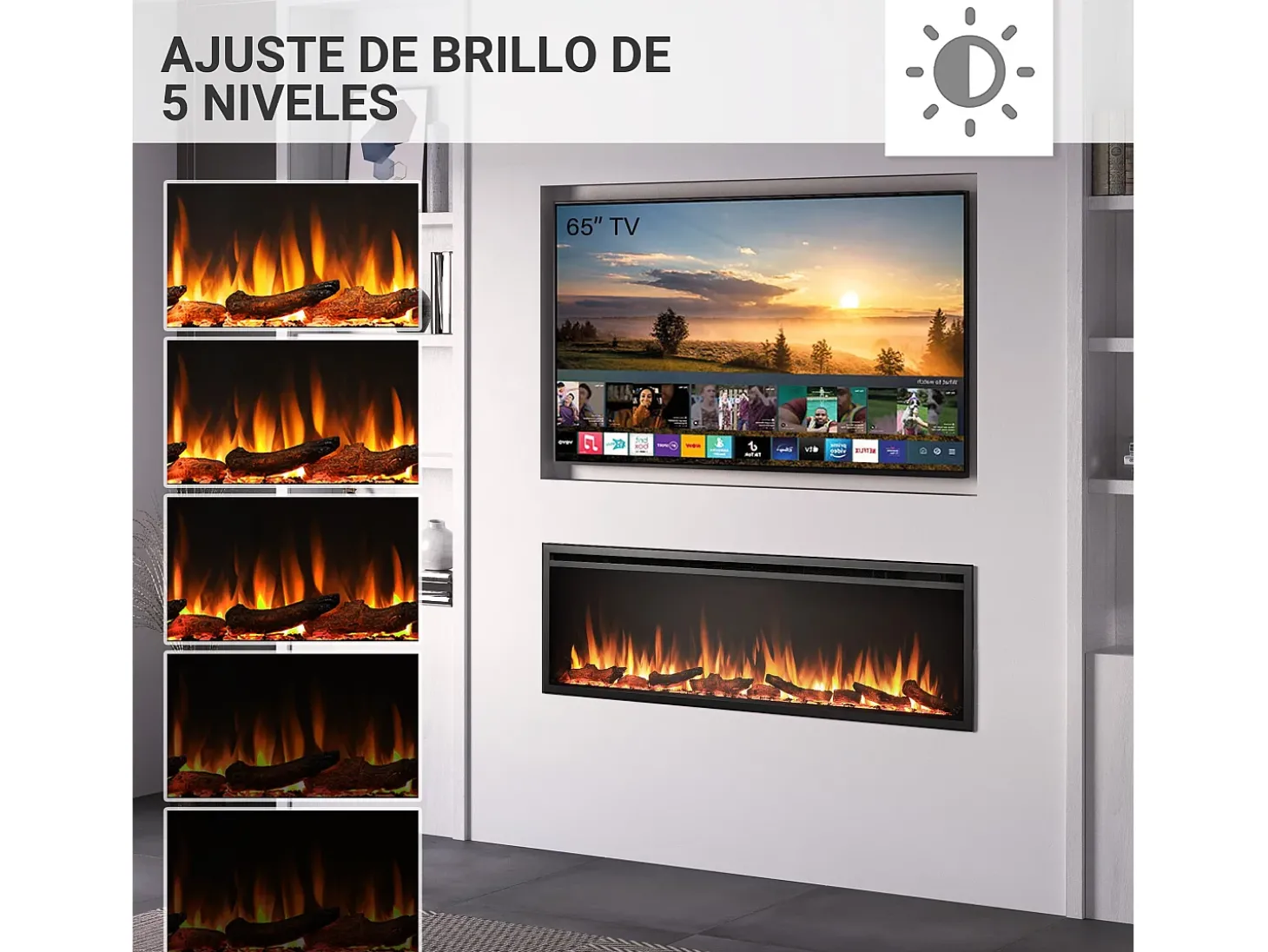 Lareira elétrica BALDERIA Atalanta 60 - Lareira embutida, 1500 W - Preto
