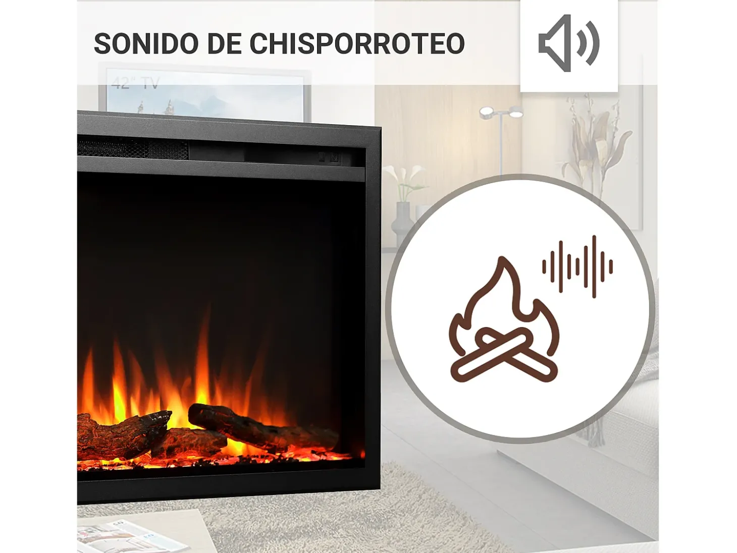 Lareira elétrica BALDERIA Atalanta 60 - Lareira embutida, 1500 W - Preto