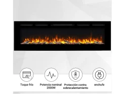 Lareira elétrica BALDERIA Fiamma 68 - Lareira embutida, aquecimento 2000 W - Preto