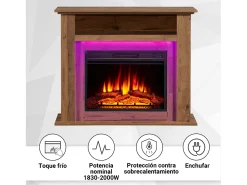 Lareira elétrica BALDERIA Liora - Lareira de pé, prateleira, aquecimento - Carvalho escuro