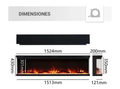Lareira elétrica BALDERIA pure Orson 60 - Lareira de parede/embutida - Preto