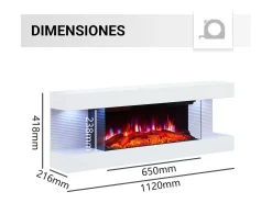 Lareira elétrica BALDERIA Lumina - Lareira de parede - Branca