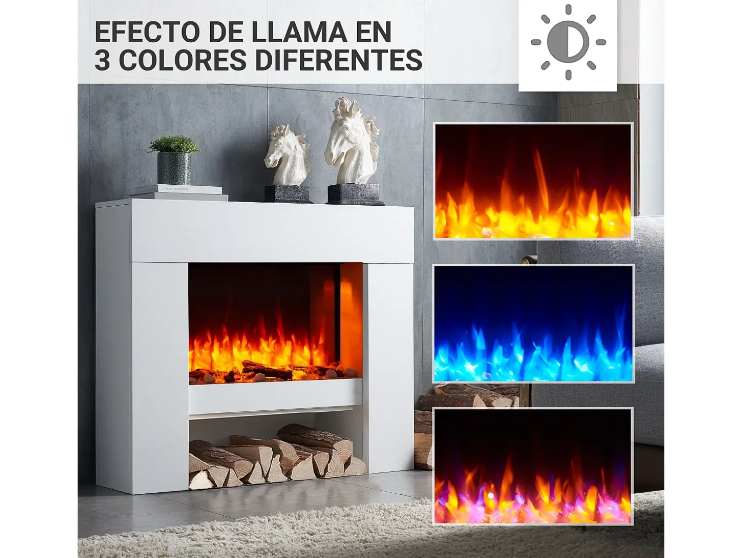 Lareira elétrica BALDERIA Naran - Lareira de chão - Branca