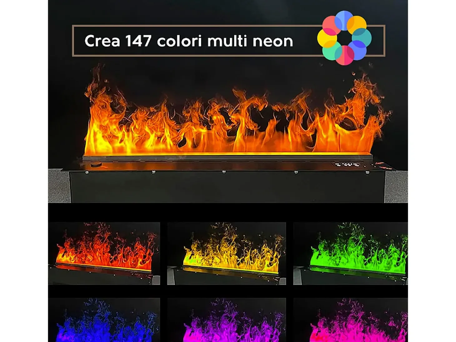 Lareira elétrica com vapor de água 3D APP queimador de inserção embutido 100 PRO-LINE