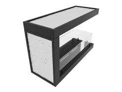 Lareira embutida a bioetanol design U800 com vidro aberto em 3 lados, queimador de 0,7 litros
