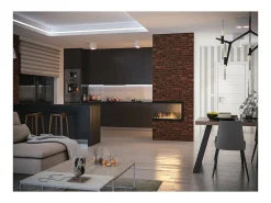 Lareira embutida a bioetanol design U800 com vidro aberto em 3 lados, queimador de 0,7 litros