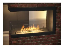 Lareira embutida a bioetanol design U800 com vidro aberto em 3 lados, queimador de 0,7 litros
