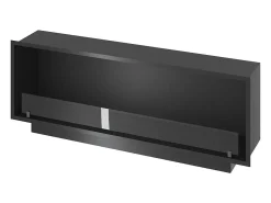 Lareira embutida a bioetanol Inside Black 1500 - Preto fosco, com vidro, queimador de 5L, design moderno