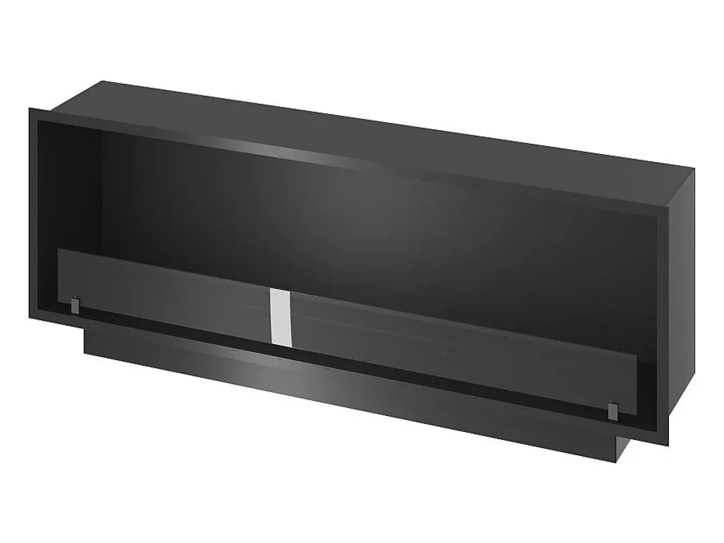 Lareira embutida a bioetanol Inside Black 1500 - Preto fosco, com vidro, queimador de 5L, design moderno