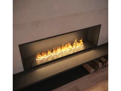 Lareira embutida a bioetanol Inside Black 1500 - Preto fosco, com vidro, queimador de 5L, design moderno
