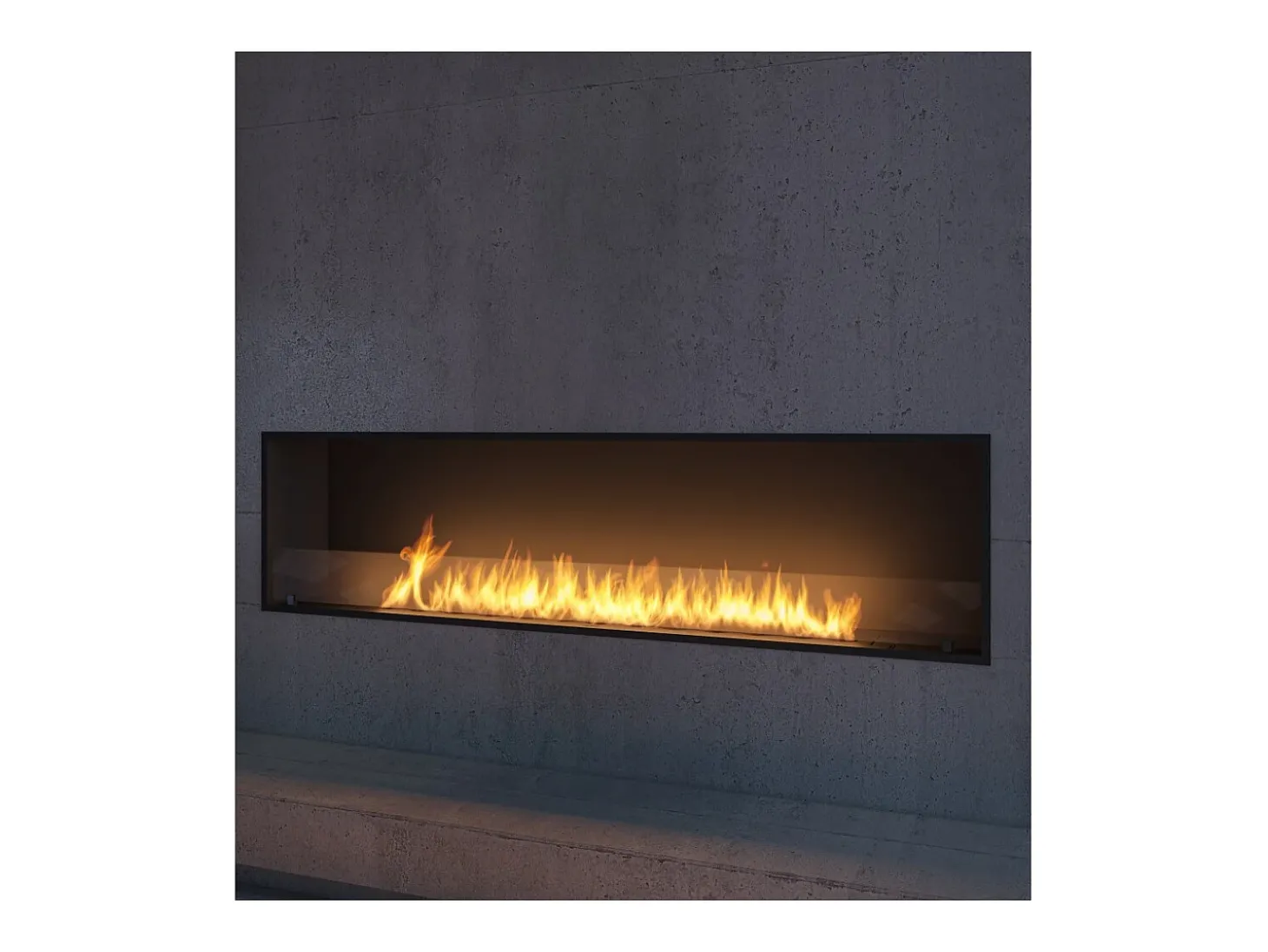 Lareira embutida a bioetanol Inside Black 2000 - Preto fosco, com vidro, queimador de 6 L, design moderno