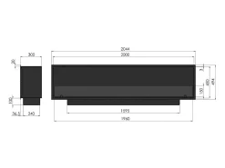 Lareira embutida a bioetanol Inside Black 2000 - Preto fosco, com vidro, queimador de 6 L, design moderno