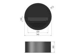 Lareira embutida a bioetanol Incyclone Inside - Biolareira de parede com design redondo d.70cm