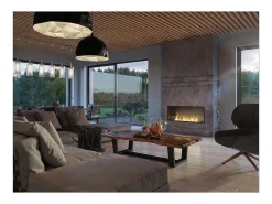 Lareira embutida a bioetanol Inside Black 1200 - Preto fosco, com vidro, queimador de 4 litros, design moderno