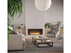Lareira embutida a bioetanol Inside Black 1200 - Preto fosco, com vidro, queimador de 4 litros, design moderno