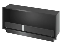 Lareira embutida a bioetanol Inside Black 1200 - Preto fosco, com vidro, queimador de 4 litros, design moderno