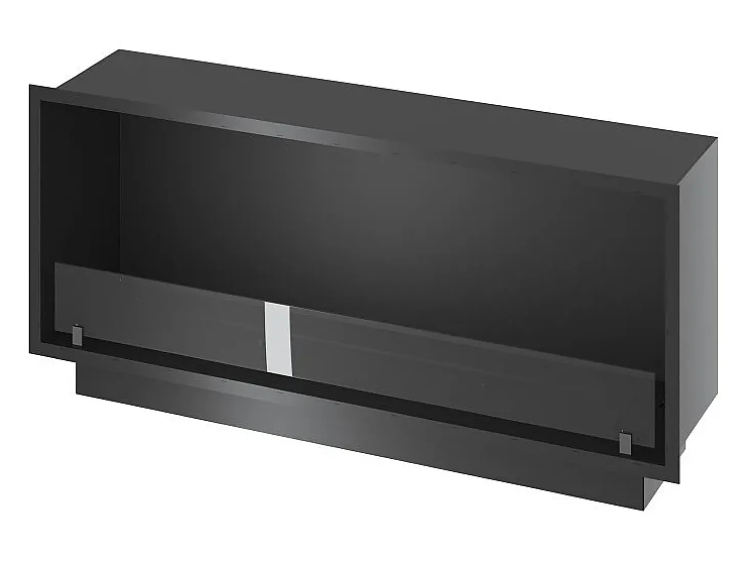 Lareira embutida a bioetanol Inside Black 1200 - Preto fosco, com vidro, queimador de 4 litros, design moderno