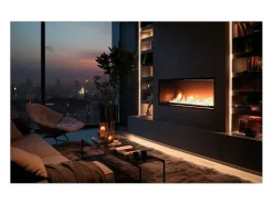 Lareira embutida a bioetanol Inside Black 1200 - Preto fosco, com vidro, queimador de 4 litros, design moderno