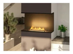Lareira embutida a bioetanol design C800 V2 com vidro aberto em 3 lados, queimador de 0,7 litros