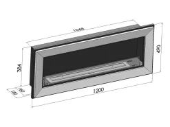 Lareira embutida a bioetanol Frame 1200 SimpleFire com vidro preto