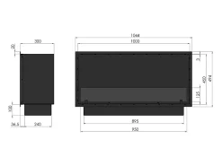 Lareira embutida a bioetanol Inside Black 1000 - Preto fosco, com vidro, queimador de 3 litros, design moderno