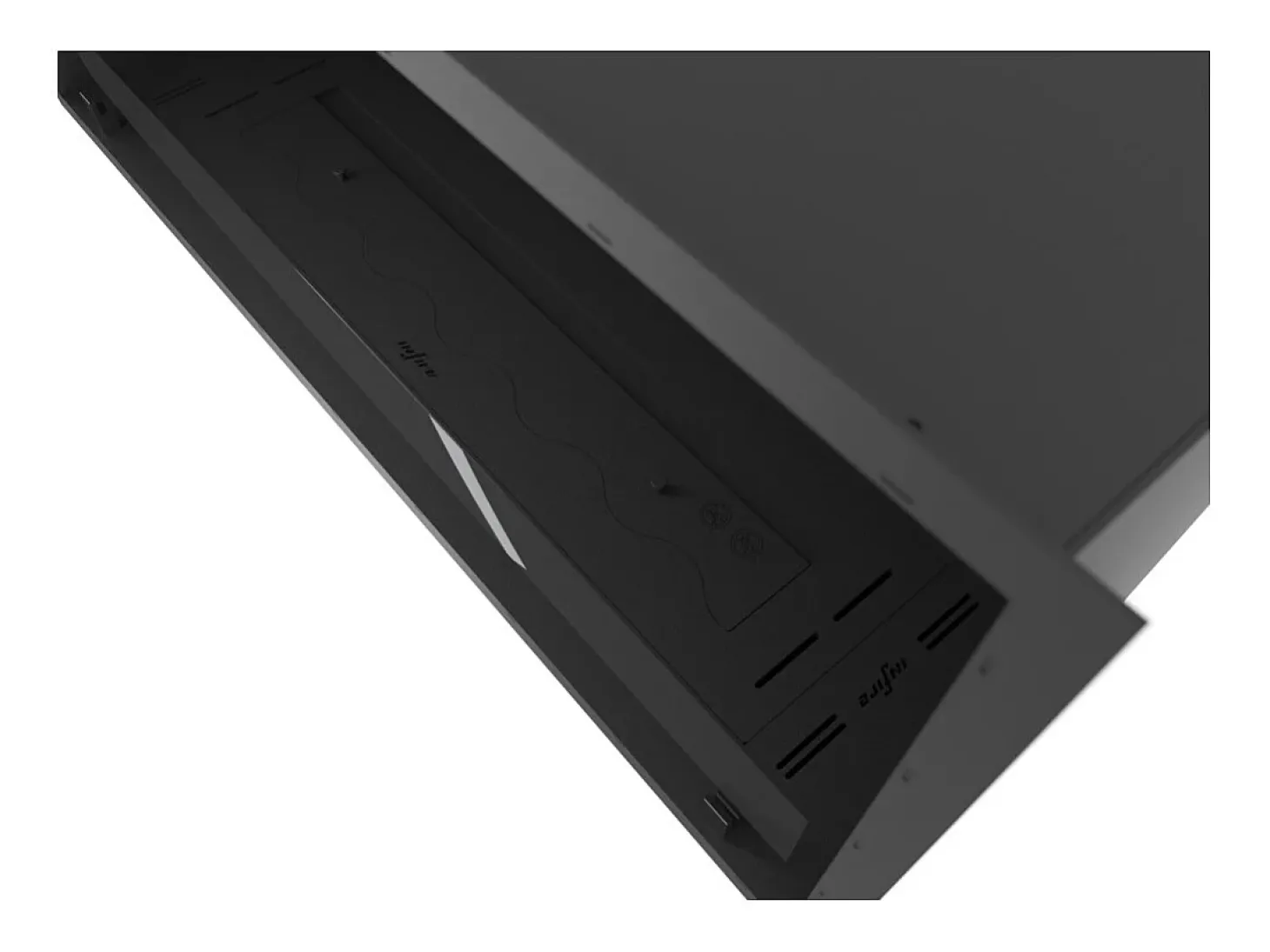 Lareira embutida a bioetanol Inside Black 1000 - Preto fosco, com vidro, queimador de 3 litros, design moderno